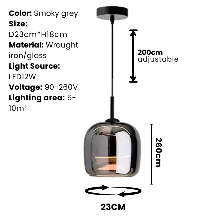 Maliben | Nordic Black Glass Pendant Light Fixture - Modern Hanging Lamp For Kitchen Island & Dining Room