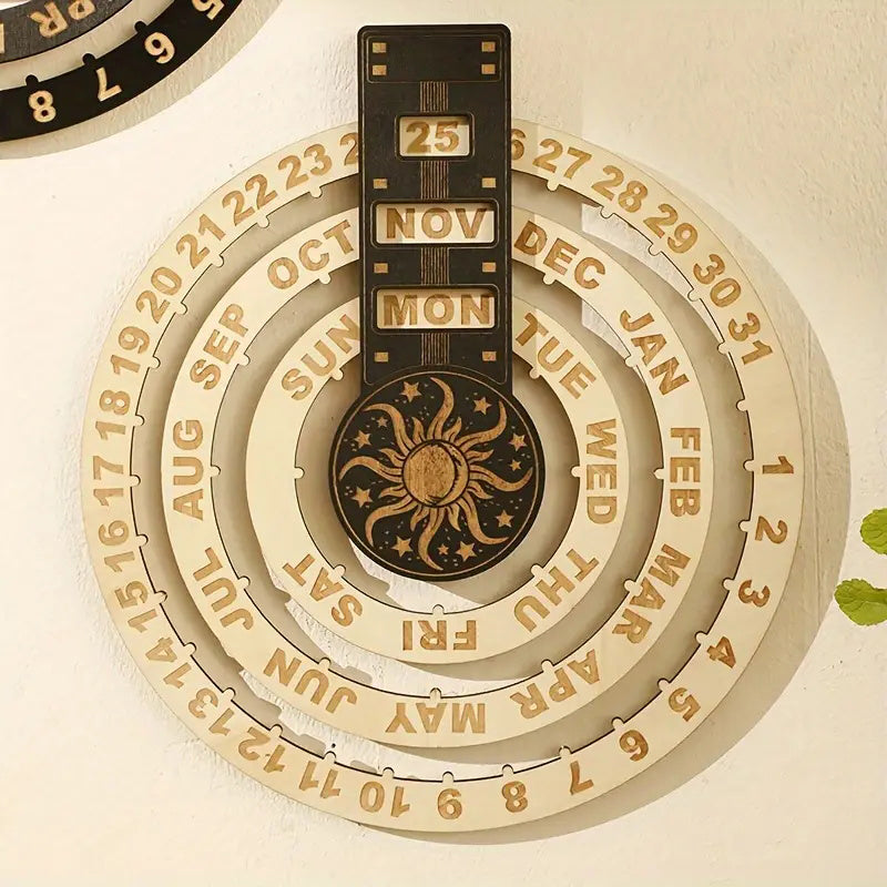 Maliben | Wood Rotating Circular Perpetual Calendar