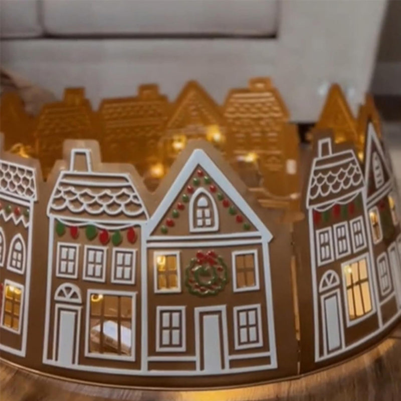 Maliben | LED Gingerbread House Christmas Tree Collar Tree Skirt