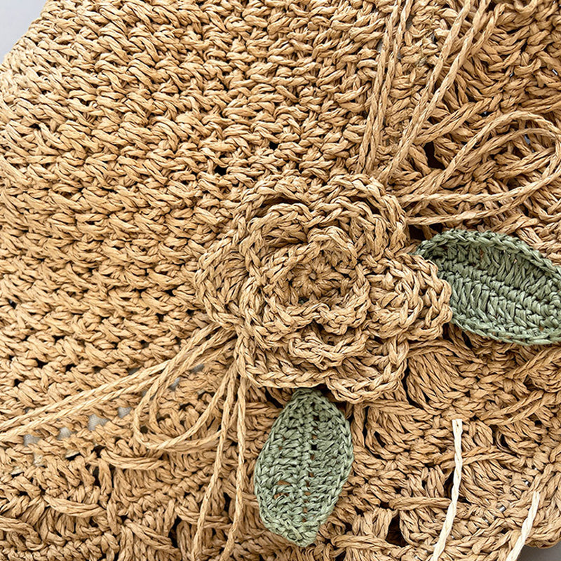 Maliben Crochet Straw Sun Hat — Hand-Woven with Ruffle Detail