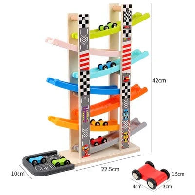 Maliben | Wooden Car Ramp Race Track – Nostalgic Fun For Little Car Fans