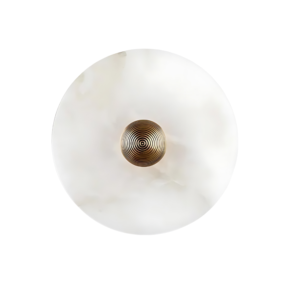 Maliben | Aurora D'or - Round Alabaster/Aluminum Wall Lamp