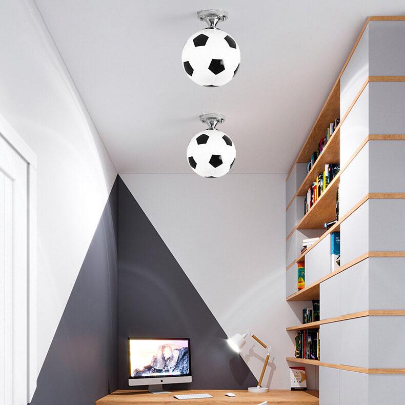 Maliben | Sportlume Creative Ceiling Light | Basketball & Football Design | Semi-Mount | Glass Lamp