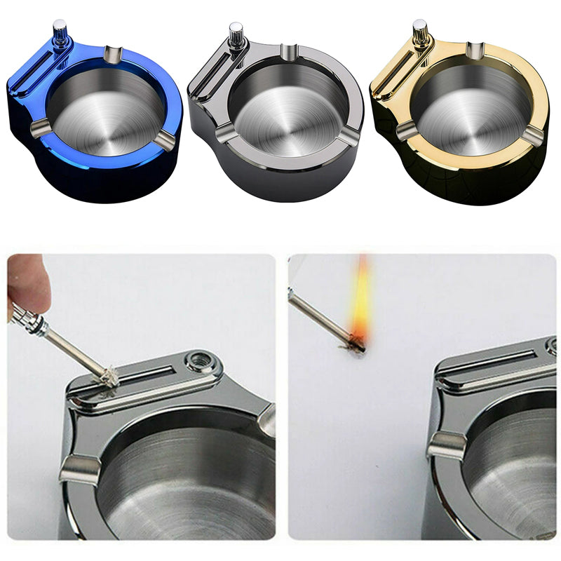 Maliben | Retro Metal Ashtray, Cigarette Lighter