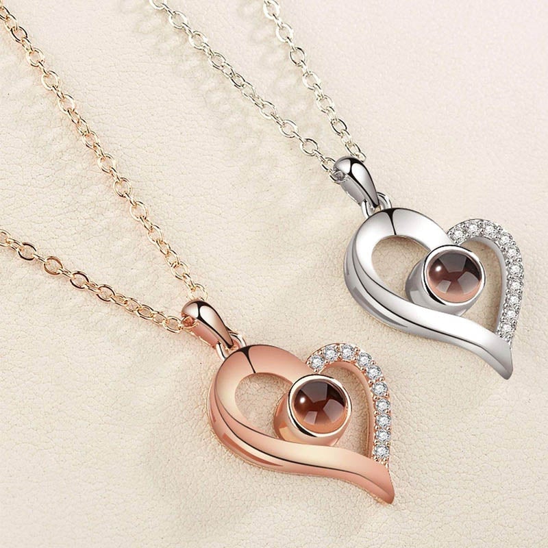 Maliben | Love Projection Heart Necklace (I Love You In 100 Languages)