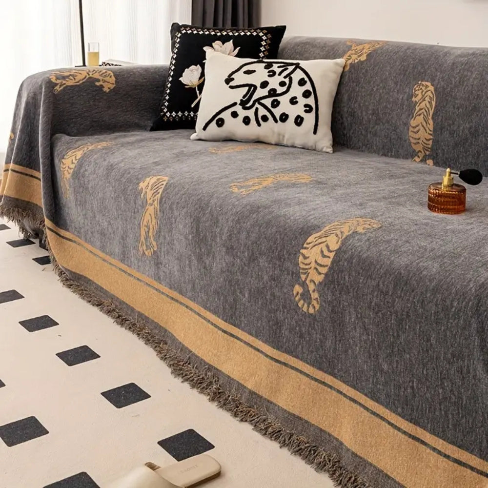 Maliben | Safari Tiger Chenille Sofa Cover