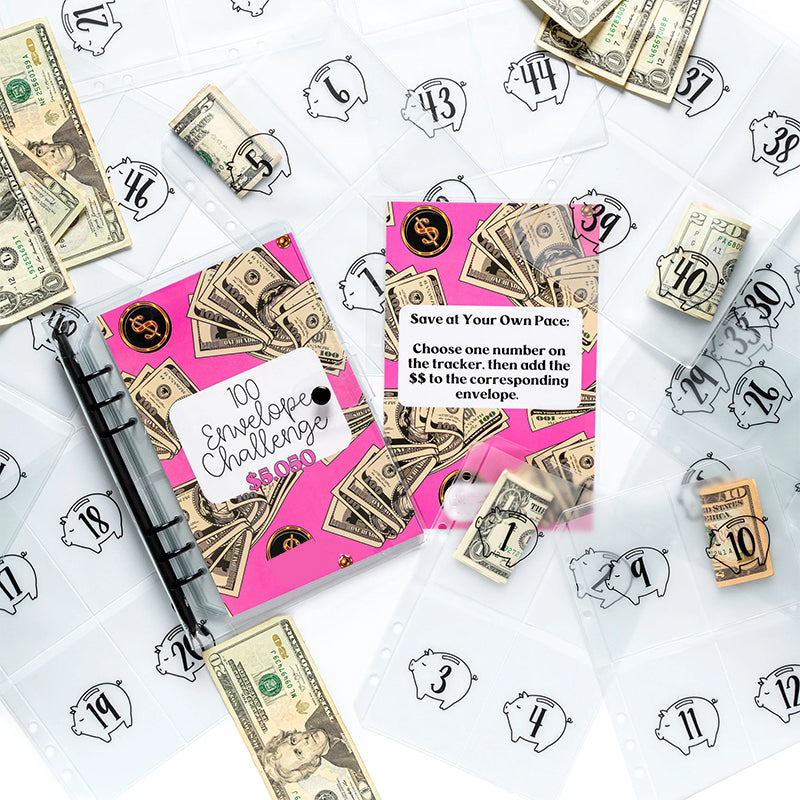 Maliben Savings Challenge Binder — 100-Envelope & 52-Week