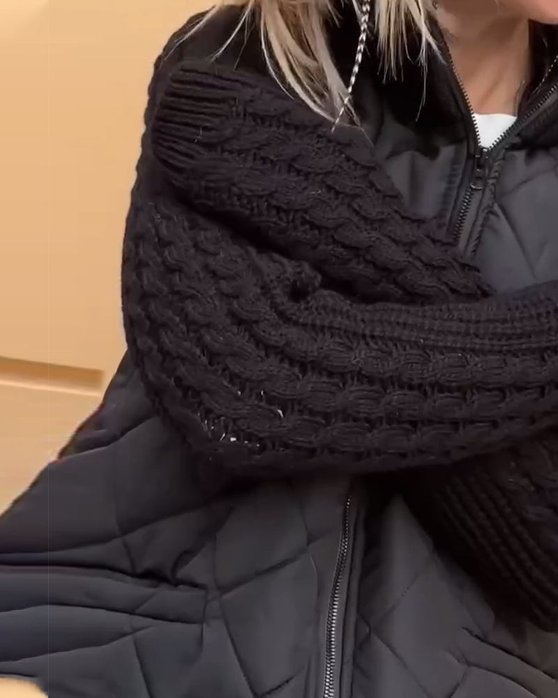 Maliben Solid Color High Collar Zipper Coat