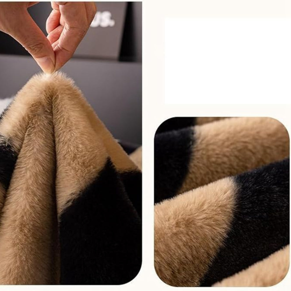 Maliben | Wild Stripes Zebra Fleece Sofa Cover