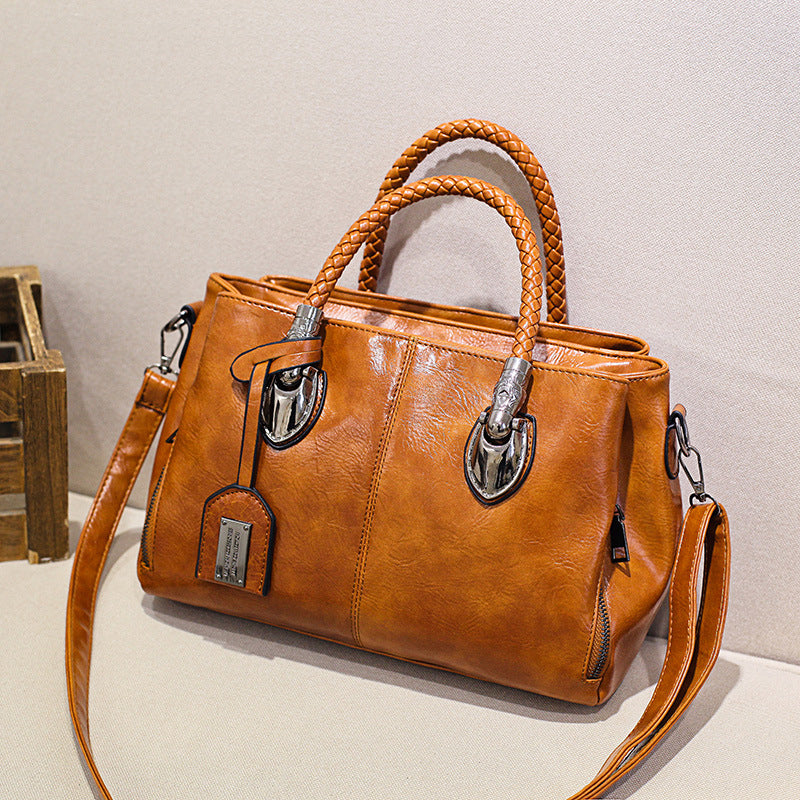 Maliben | New HandBags Made Of Oil Wax Leather Boston, Large Tote bag Made Of Soft Leather