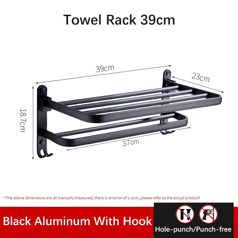 Maliben | Easy Organizer Bathroom Aluminum Foldable Towel Rack