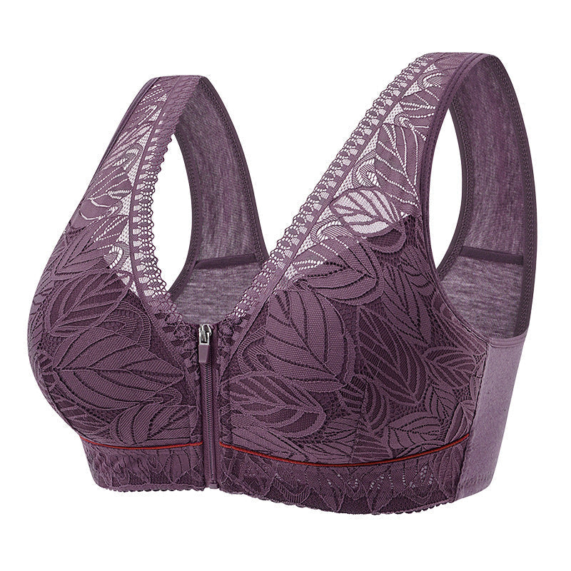 Maliben | Solid Color Lace Lingerie With Front Zipper