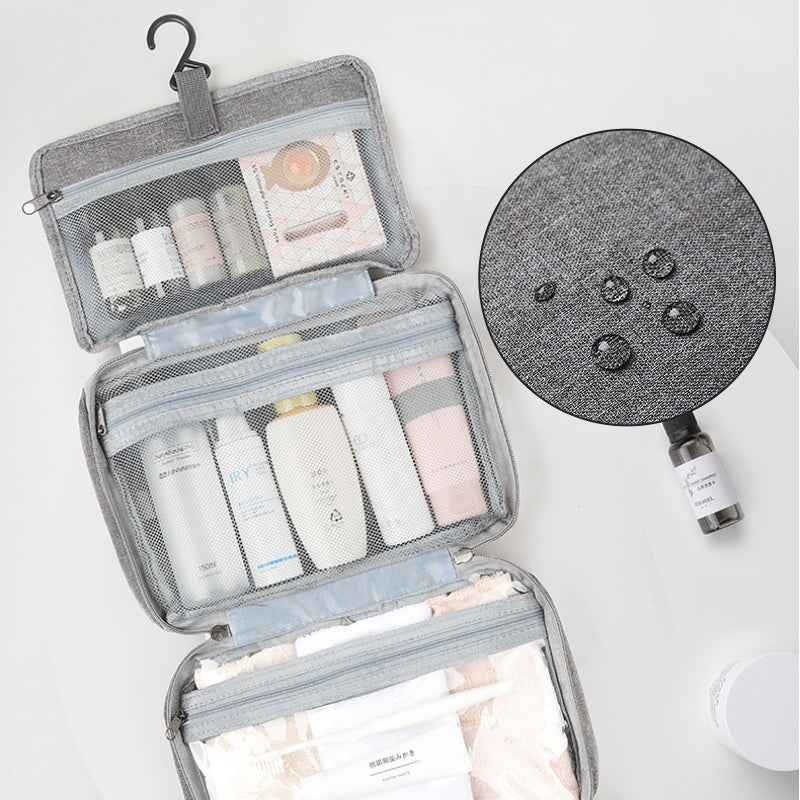 Maliben | Travelique Travel Cosmetic Organizer | Compact & Water-Repellent | With 4 Compartments & 360° Hook | For Women & Men