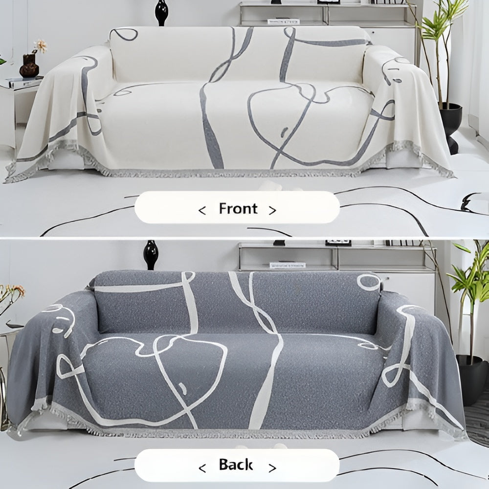 Maliben | Abstract Line Reversible Chenille Sofa Cover