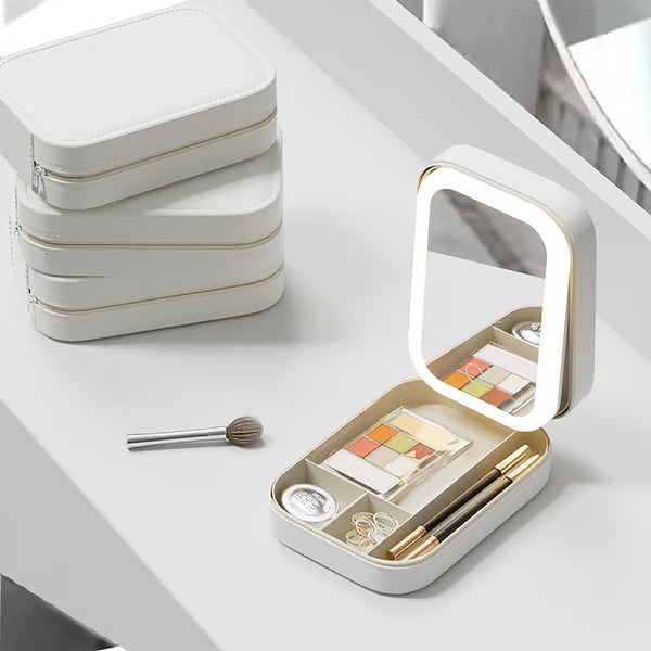 Maliben | Portable Makeup Organizer — Compact Led Mirror With Adjustable Lighting