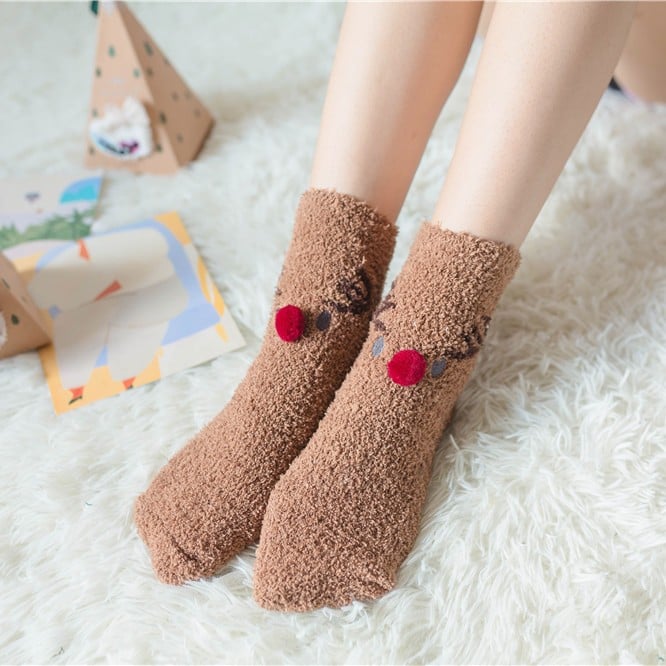 Maliben | Christmas Socks In Gift Box Design | Plush House & Cuddle Socks | Universal Size