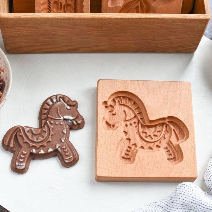 Maliben | Wooden Cookie Mold Set | Engraved Pastry Stamps | Gingerbread & Biscuit Press