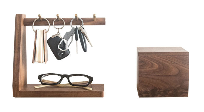 Maliben | Solid Wood Key Organizer With 6 Key Hooks And Storage PlatForm, No Installation Required, Suitable for Storing Keys, Glasses, Wallets And More