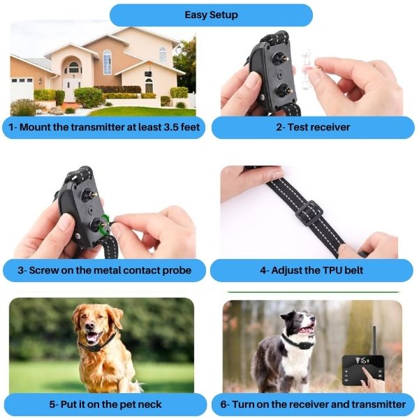 Maliben | 2-in-1 Wireless Pet Training Collars and Dog Fence Sound Check Electric and Vibrating Shock Dog Collar Fence From 65 to 1640 Feet