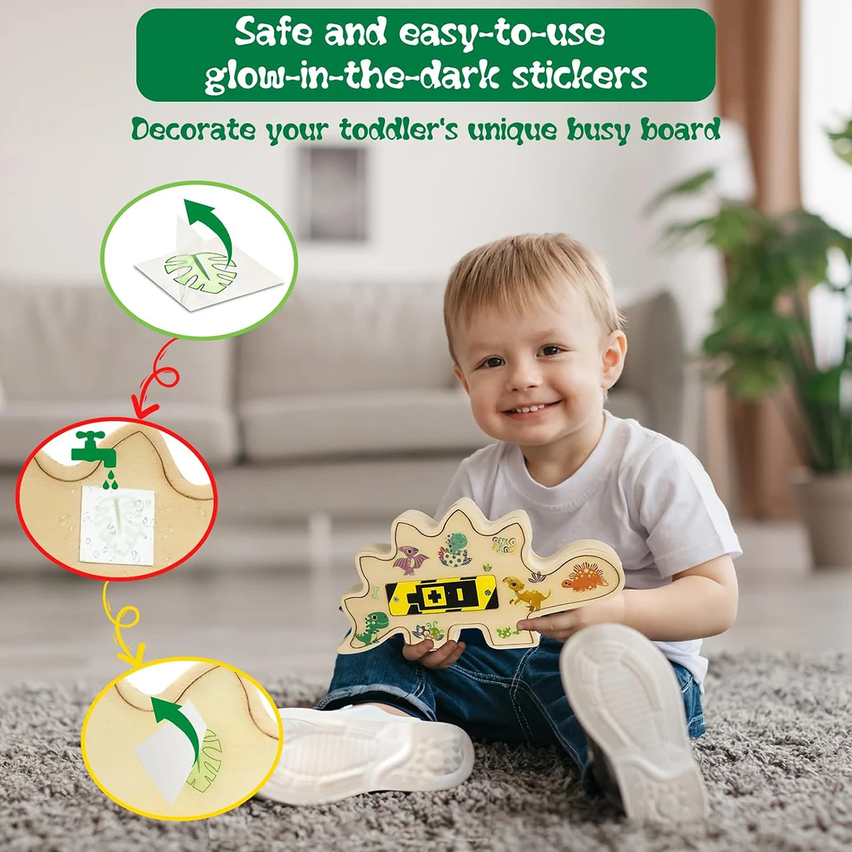 Maliben | Creative Dino Pinboard & Busy Board - For Toddlers Aged 2-4 Years