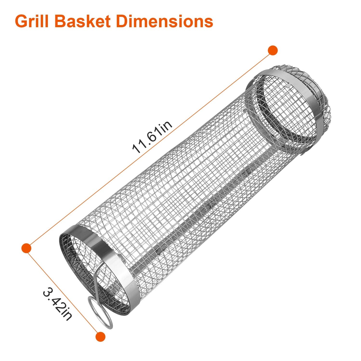 Maliben | 2-Piece: Portable Bbq Rolling Basket Round Stainless Steel Grill