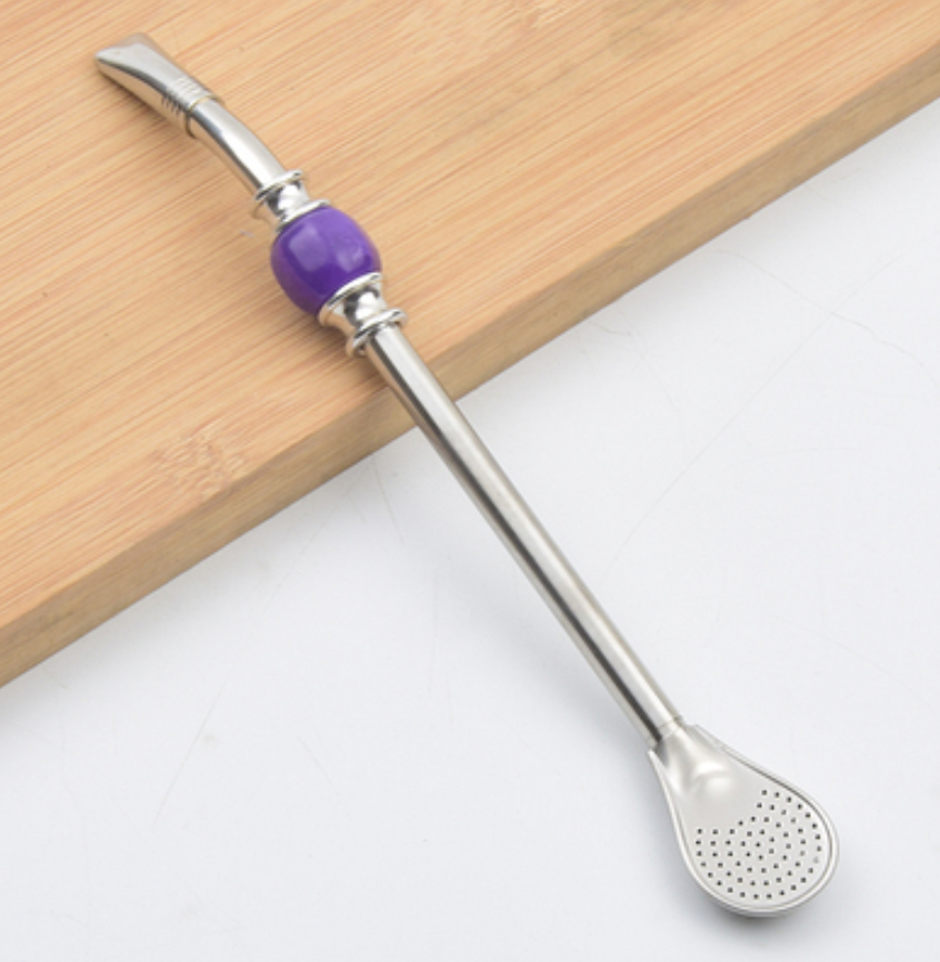 Maliben | Stainless Steel Reusable Drinking Straws With Filter Spoon, With Storage Box & Cleaning Brush