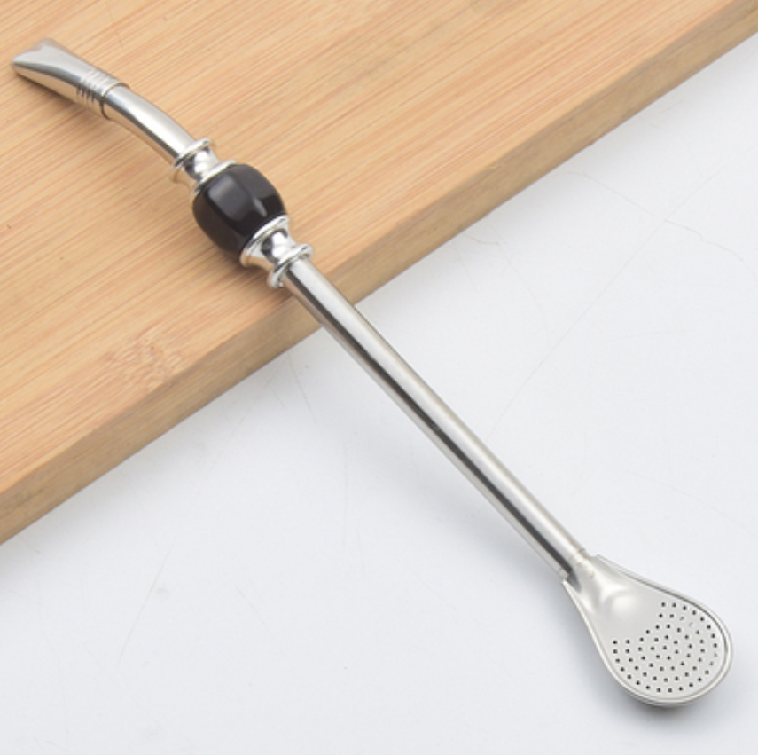 Maliben | Stainless Steel Reusable Drinking Straws With Filter Spoon, With Storage Box & Cleaning Brush