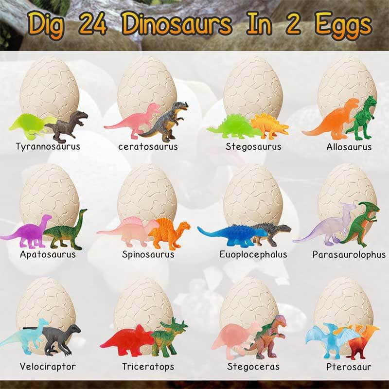 Maliben | Dinodig | Exciting Discovery Fun - Large Digging Eggs With Dinosaur Figures For Children