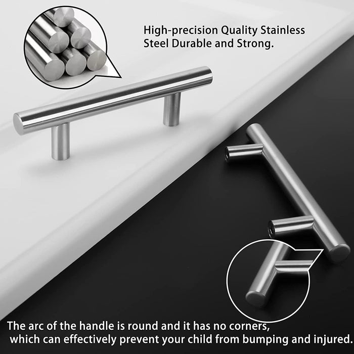 Maliben | Brushed Nickel Modern Stainless Steel Drawer Hardware T-Bar Handles