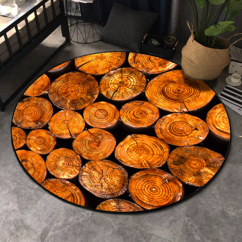 Maliben | Multicolor 3d Tree Rings Carpet Polypropylene Contemporary Carpet Washable Non-Slip Back Animal-Friendly Carpet For Living Room