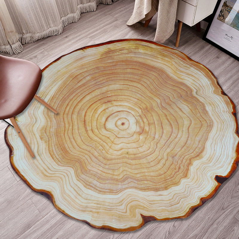 Maliben | Multicolor 3d Tree Rings Carpet Polypropylene Contemporary Carpet Washable Non-Slip Back Animal-Friendly Carpet For Living Room