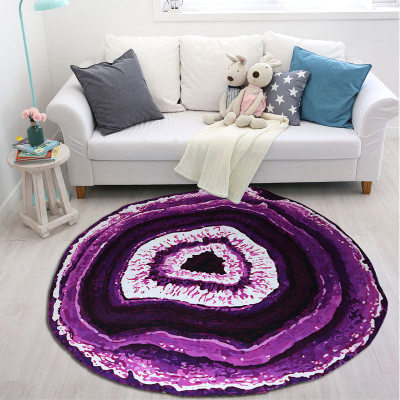 Maliben | Multicolor 3d Tree Rings Carpet Polypropylene Contemporary Carpet Washable Non-Slip Back Animal-Friendly Carpet For Living Room