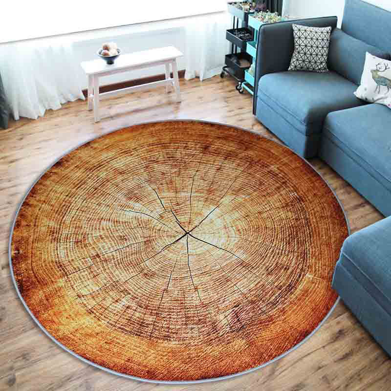 Maliben | Multicolor 3d Tree Rings Carpet Polypropylene Contemporary Carpet Washable Non-Slip Back Animal-Friendly Carpet For Living Room