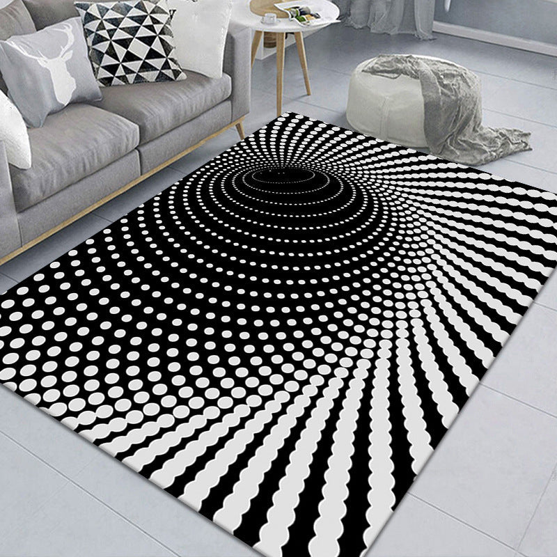 Maliben | Modern Brain Deception 3d Carpet Black Synthetic Area Rug Machine Washable Stain Resistant Non-Slip Rug For Living Room