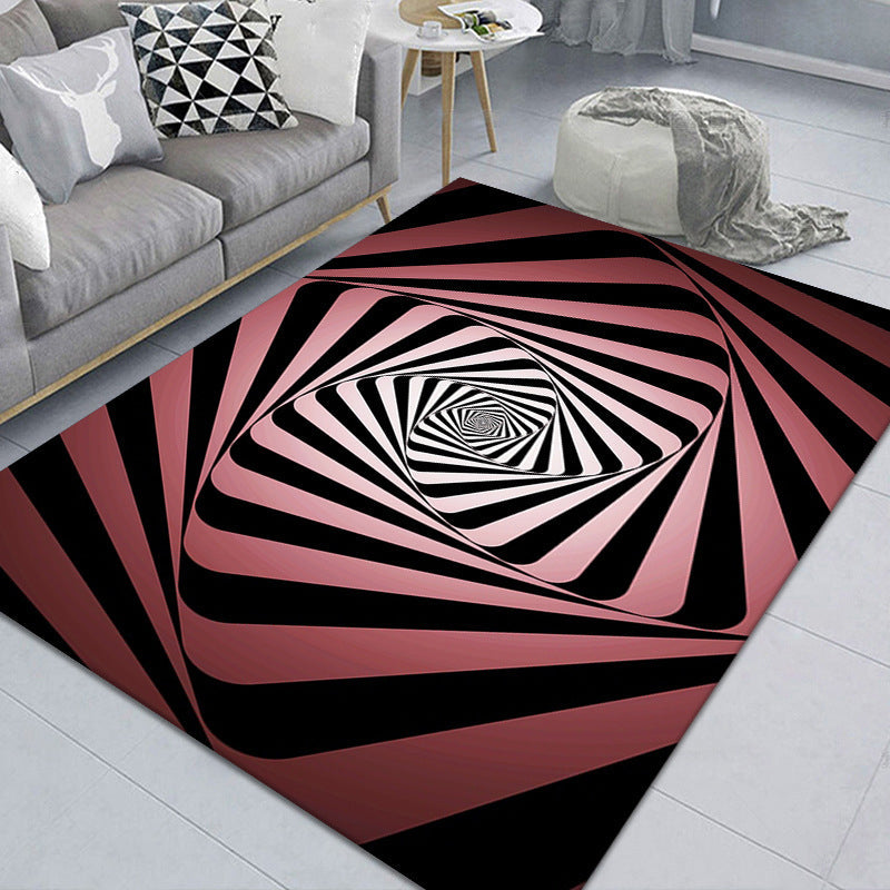Maliben | Modern Brain Deception 3d Carpet Black Synthetic Area Rug Machine Washable Stain Resistant Non-Slip Rug For Living Room