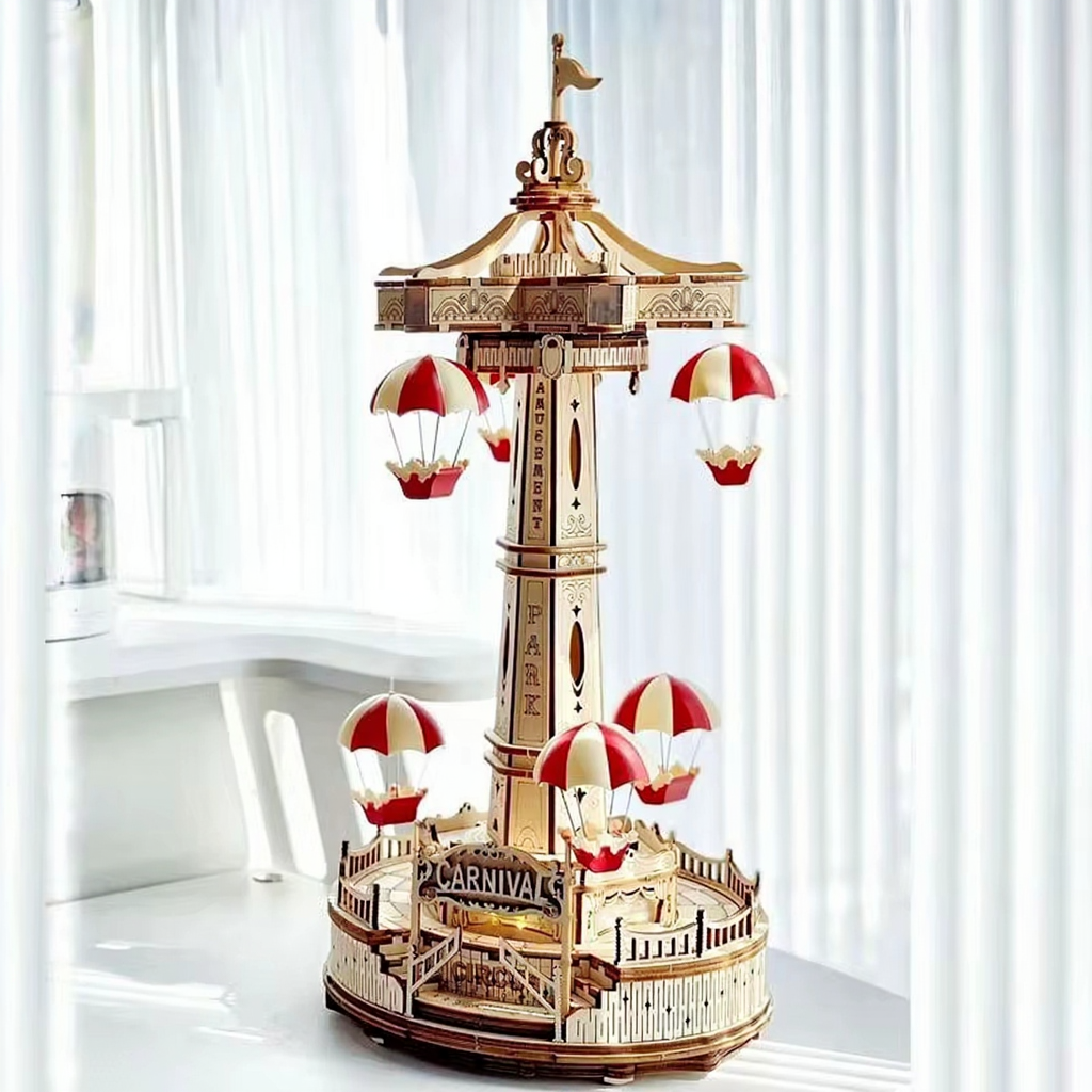 Maliben | Wooden 3d Puzzle Diy Carnival Tower Kit