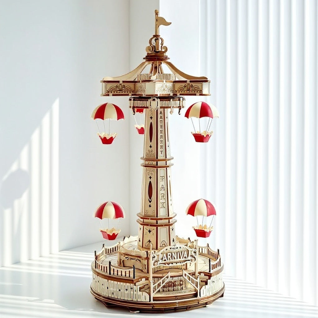 Maliben | Wooden 3d Puzzle Diy Carnival Tower Kit