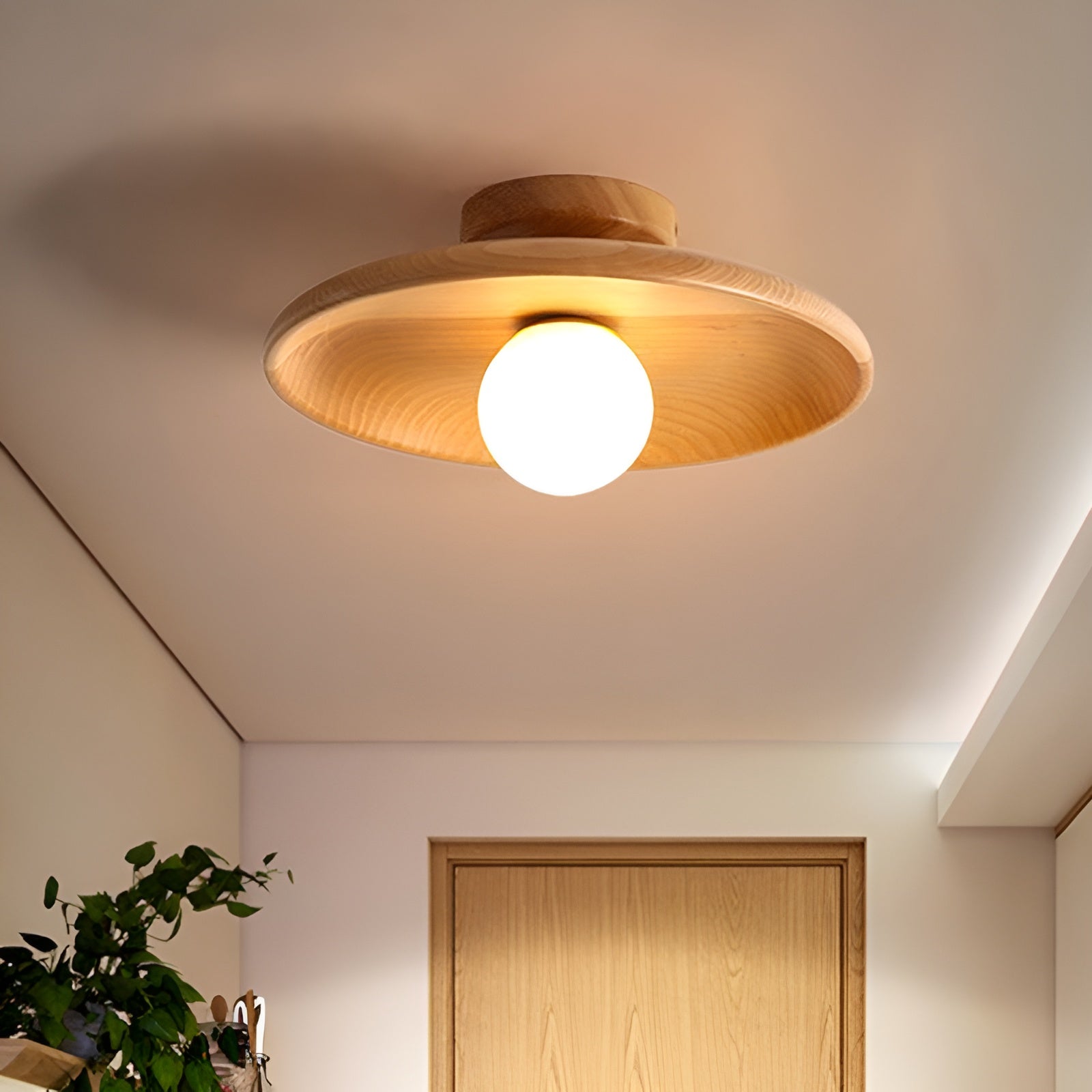 Maliben | Elegant Wooden Wabi Sabi Ceiling Lamp With Led - Woodbliss