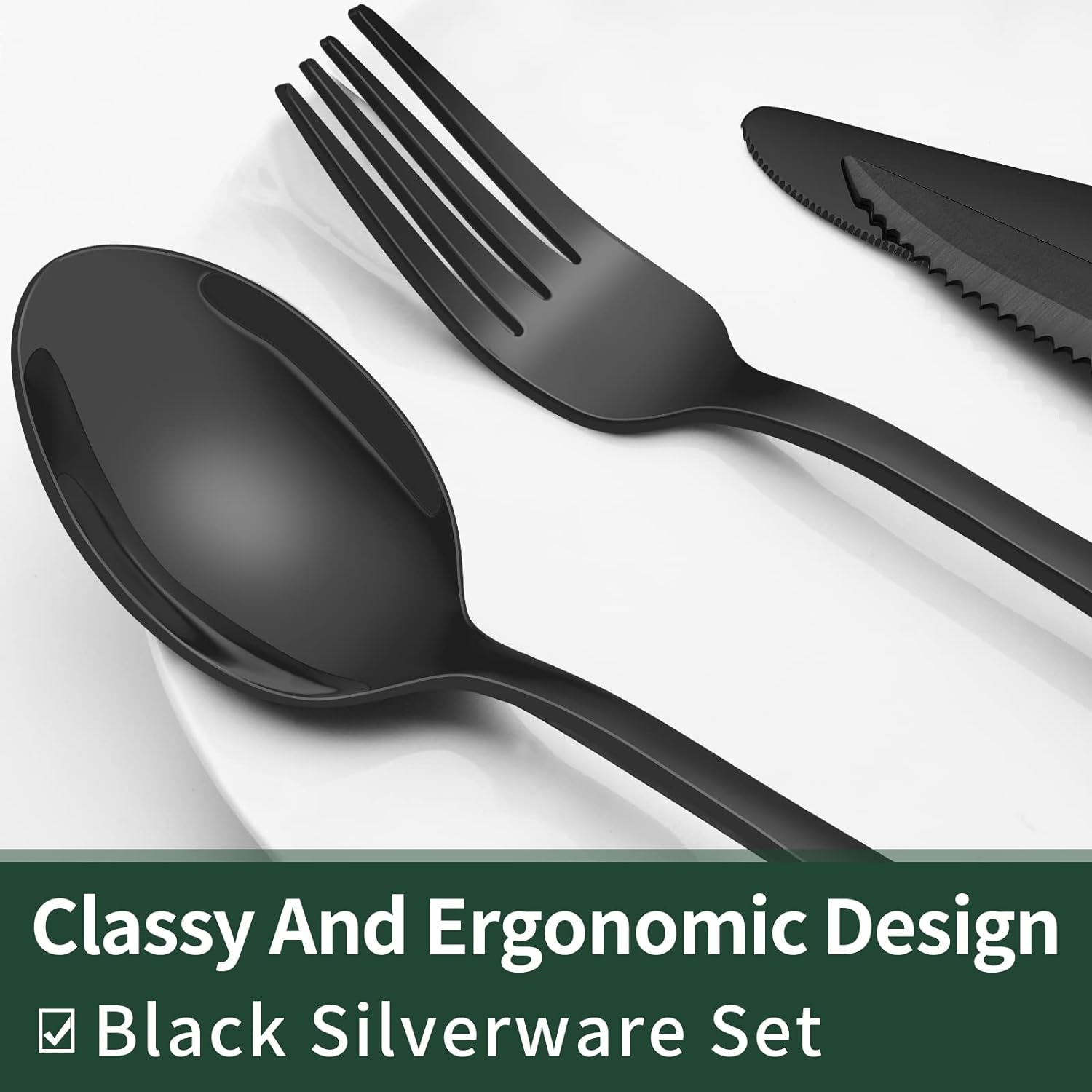 Maliben | Luxury 24-Piece Black Cutlery Set – Stainless Steel & Dishwasher Safe