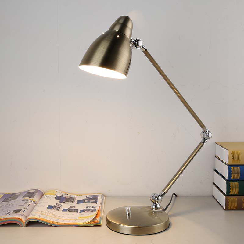 Maliben | Industrial Table Lamp Made Of Metal With Adjustable Arm And Clock-Shaped Shade
