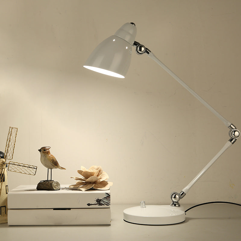 Maliben | Industrial Table Lamp Made Of Metal With Adjustable Arm And Clock-Shaped Shade