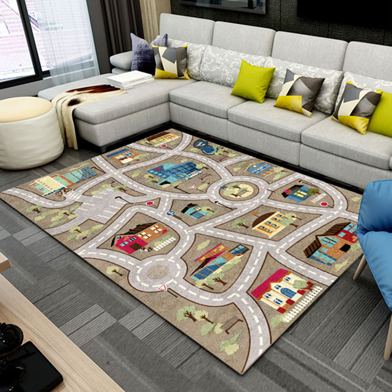 Maliben | Beautiful Car-Printed Carpet Multicolor Cotton Blend Area Rug Non-Slip Stain-Resistant Easy-Care Indoor Rug For Children