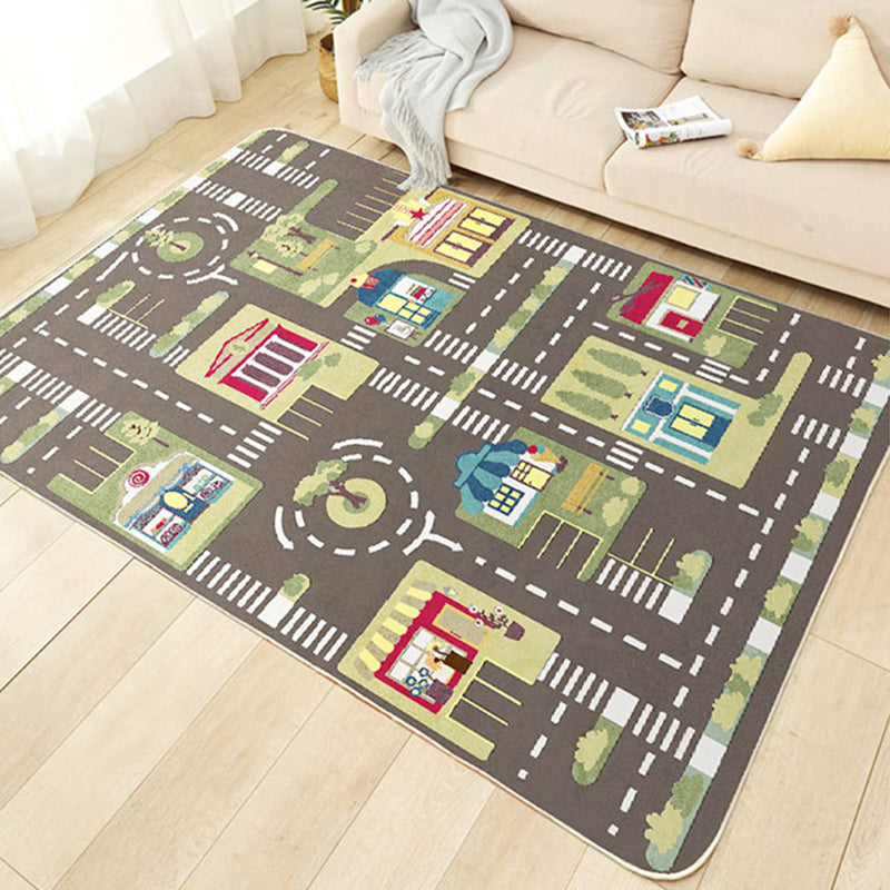 Maliben | Beautiful Car-Printed Carpet Multicolor Cotton Blend Area Rug Non-Slip Stain-Resistant Easy-Care Indoor Rug For Children