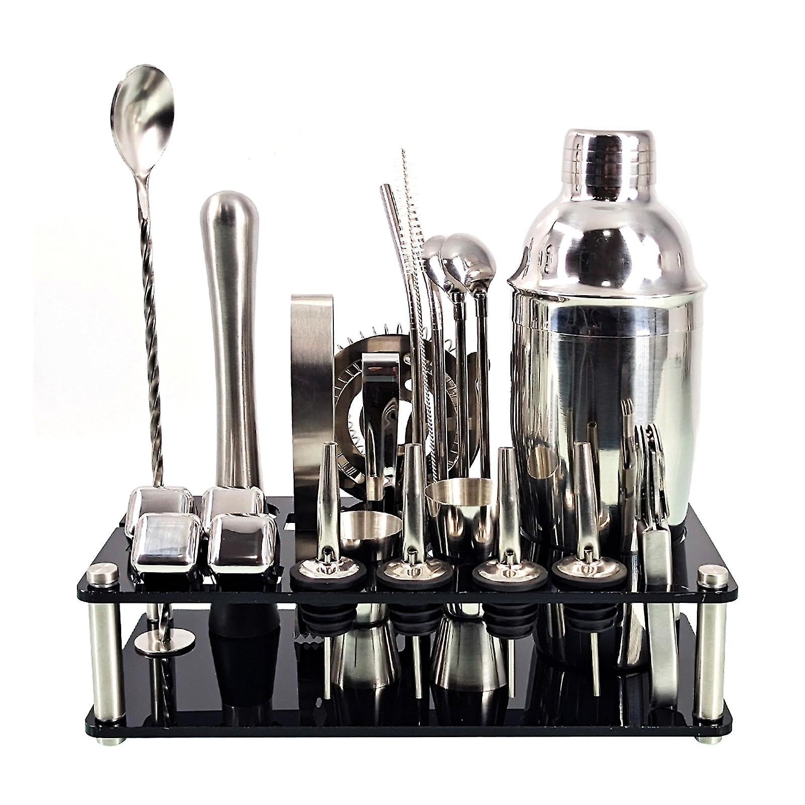 Maliben | 23pcs/Set Bartender Kit Professional Versatility Stainless Steel Martini Cocktail Shaker with Stand Bar Accessories