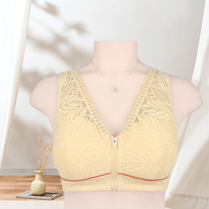 Maliben | Solid Color Lace Lingerie With Front Zipper