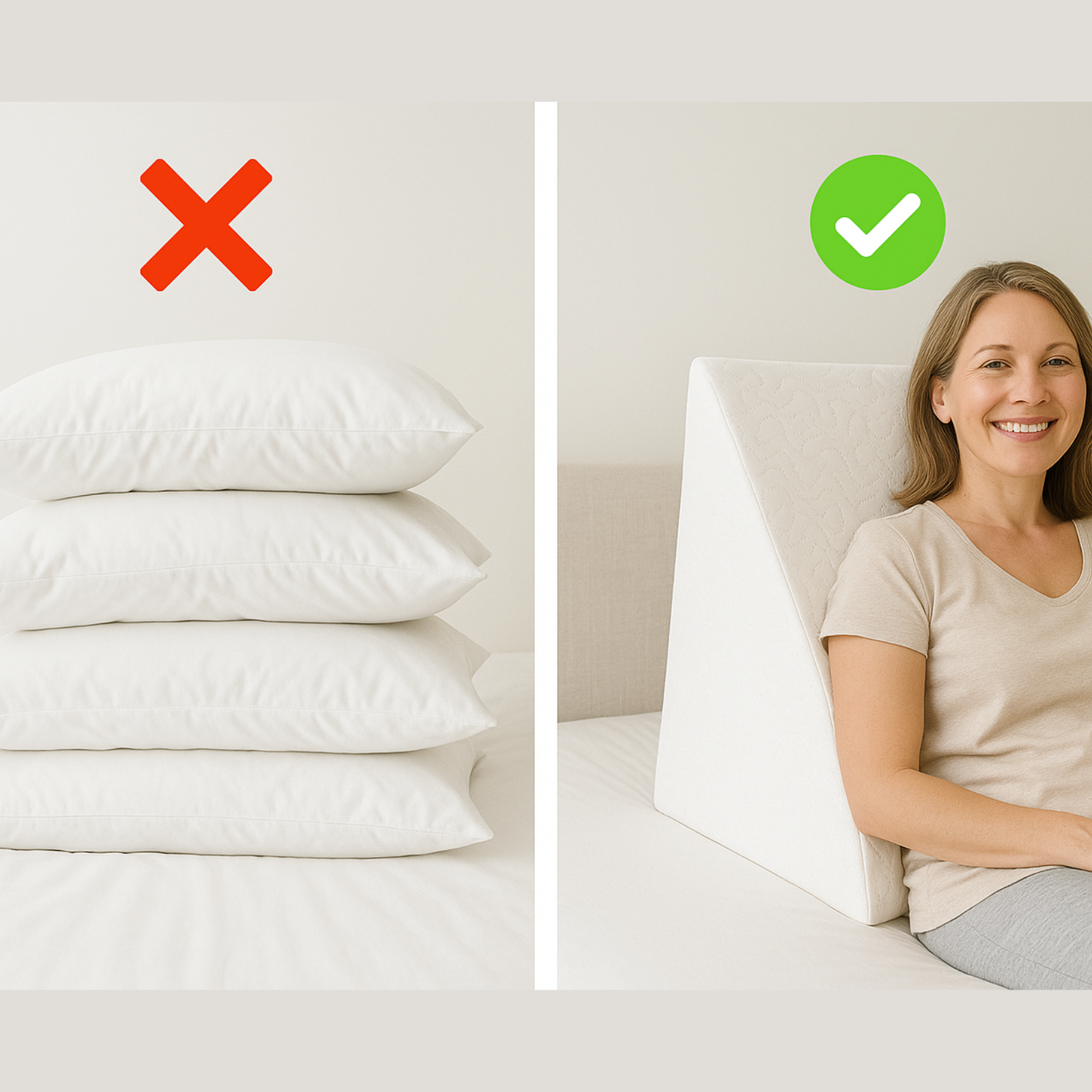 Maliben | Large Triangle Wedge Pillow | Adjustable Foam For Acid Reflux, Back Pain & Post-Surgery Recovery