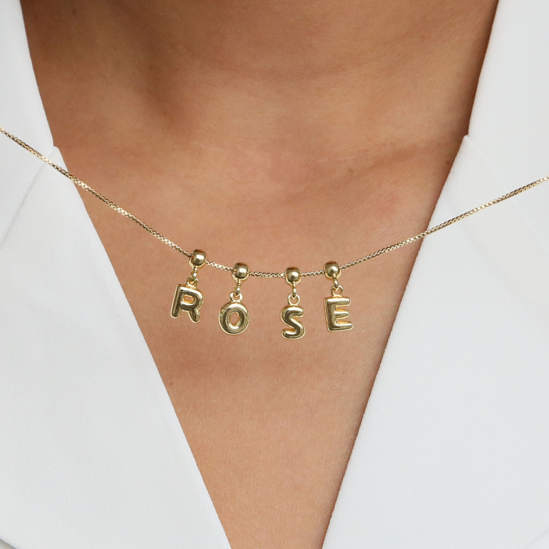 Maliben | Dainty Satellite Bubble Letter Name Necklace