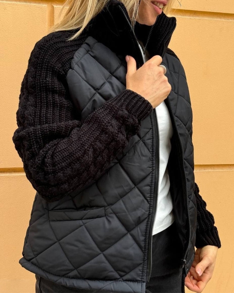 Maliben Solid Color High Collar Zipper Coat