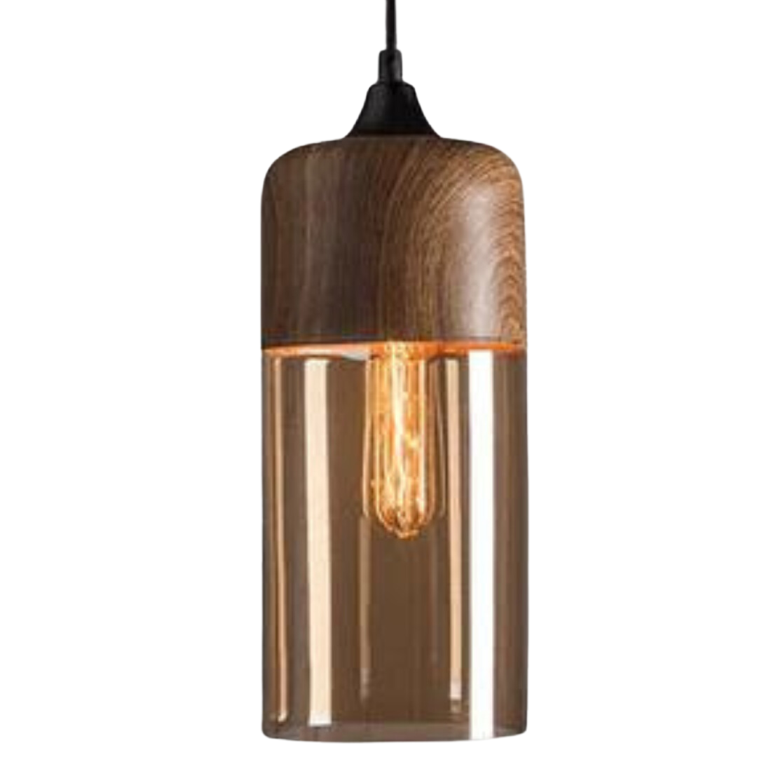 Maliben | ScAndinavian Pendant Lamp Made Of Wood and Tinted Glass