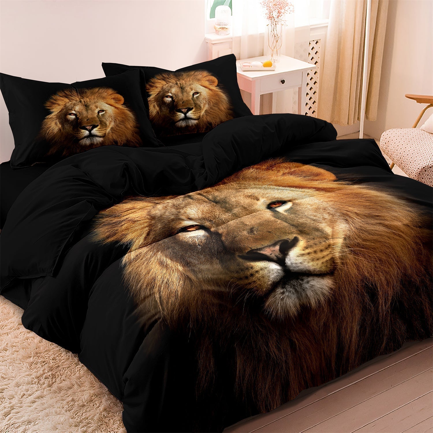 Maliben | Safari Lion Print Duvet Cover – African Wilderness For Your Bedroom